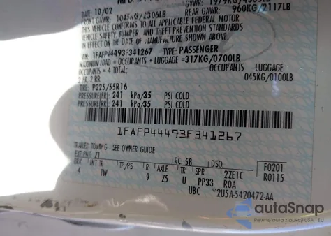 2003 Ford Mustang from USA, damaged, VIN 1FAFP44493F341267